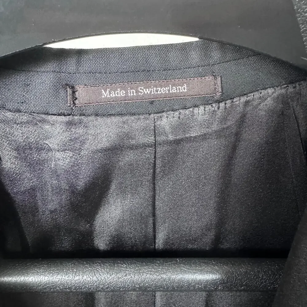 Boglioli Black Wool Satin Peak Lapel Tuxedo Jacket 52 Single Breasted Sport Coat